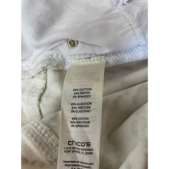 Chicos Pants Womens Size 1.5 (10) White Gold Art Deco Print Embellished Cropped - Picture 7 of 13